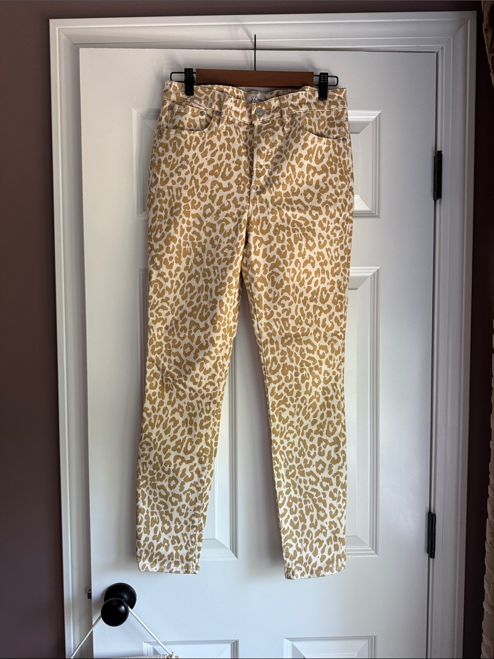J. Crew Leopard Print Skinny Jeans in Beige